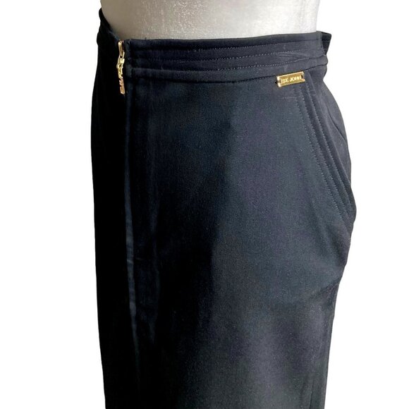 ST. JOHN Black Midi Pencil Skirt Exposed Gold Zippers US 12 - Picture 6 of 7